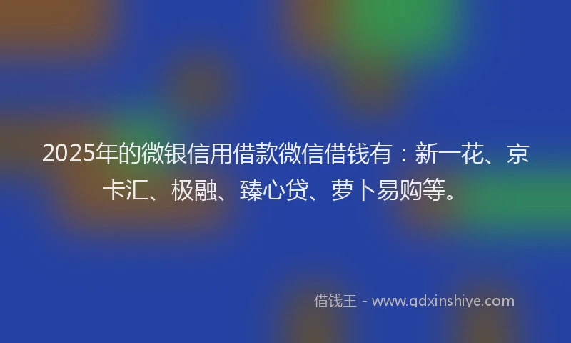 2025年的微银信用借款微信借钱有：新一花、京卡汇、极融、臻心贷、萝卜易购等。