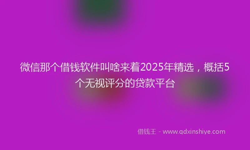 微信那个借钱软件叫啥来着2025年精选，概括5个无视评分的贷款平台