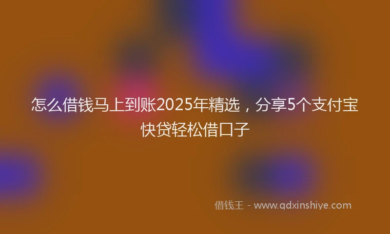 怎么借钱马上到账2025年精选，分享5个支付宝快贷轻松借口子