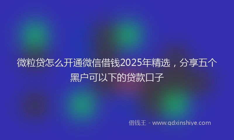 微粒贷怎么开通微信借钱2025年精选，分享五个黑户可以下的贷款口子
