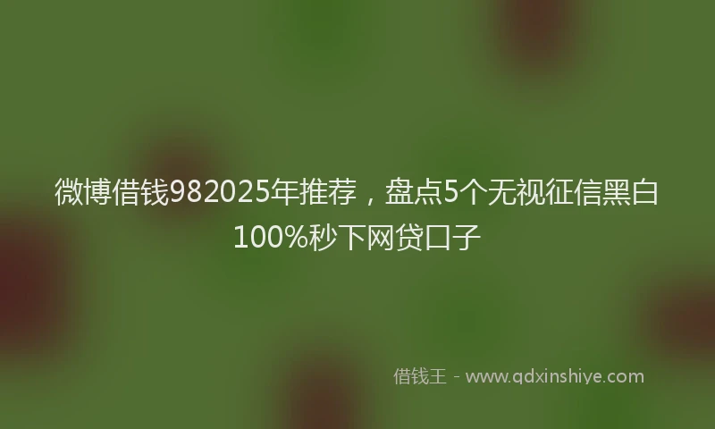 微博借钱982025年推荐，盘点5个无视征信黑白100%秒下网贷口子