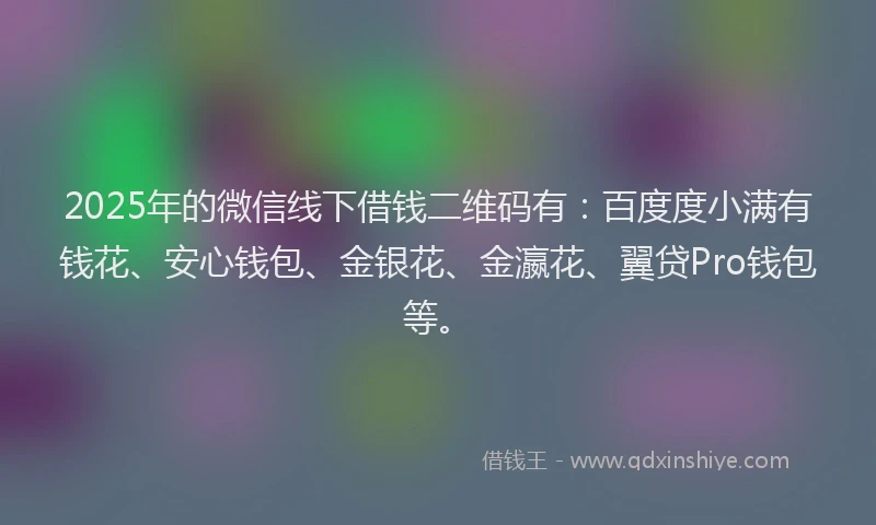 2025年的微信线下借钱二维码有：百度度小满有钱花、安心钱包、金银花、金瀛花、翼贷Pro钱包等。