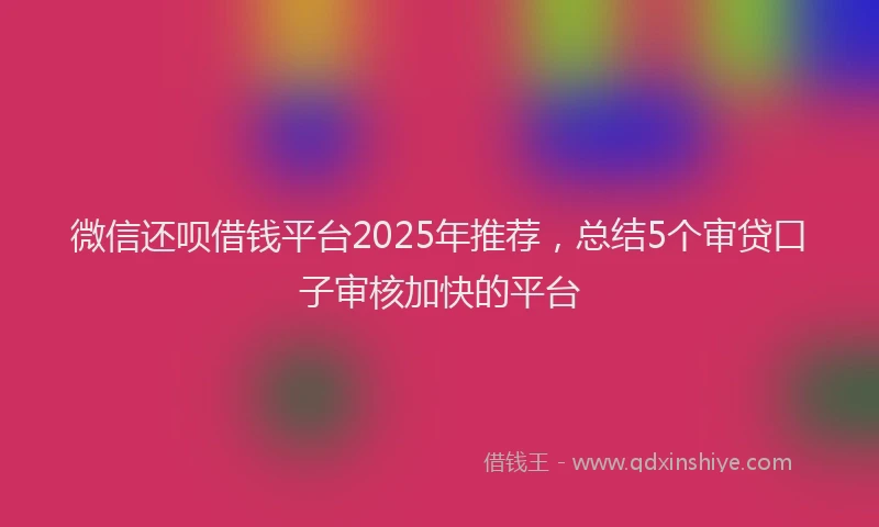 微信还呗借钱平台2025年推荐，总结5个审贷口子审核加快的平台