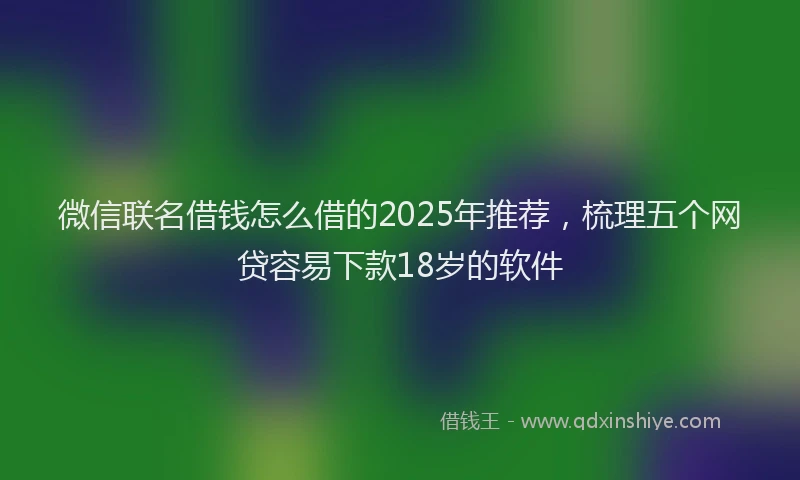 微信联名借钱怎么借的2025年推荐，梳理五个网贷容易下款18岁的软件