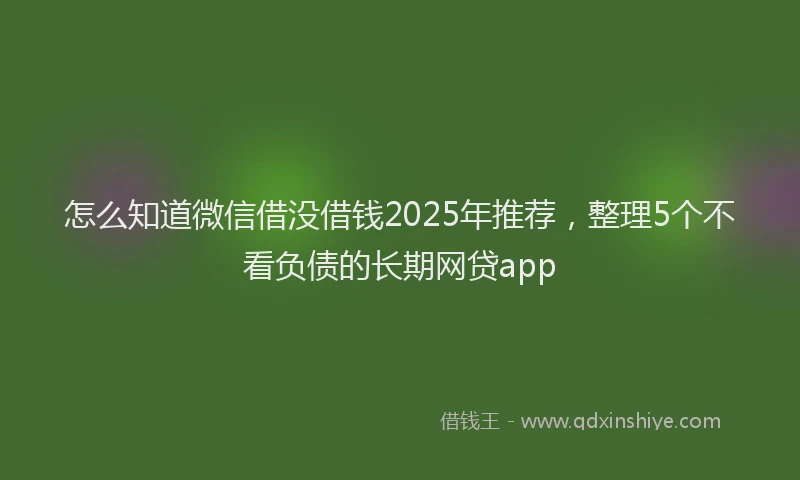 怎么知道微信借没借钱2025年推荐，整理5个不看负债的长期网贷app