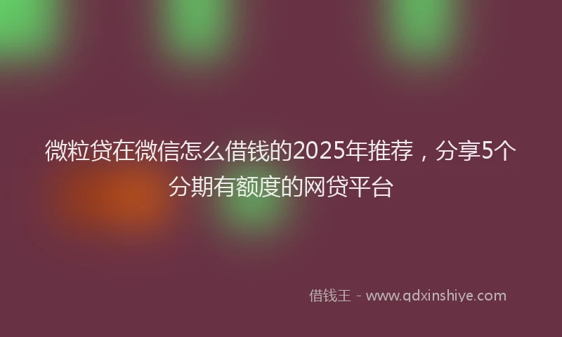 微粒贷在微信怎么借钱的2025年推荐，分享5个分期有额度的网贷平台