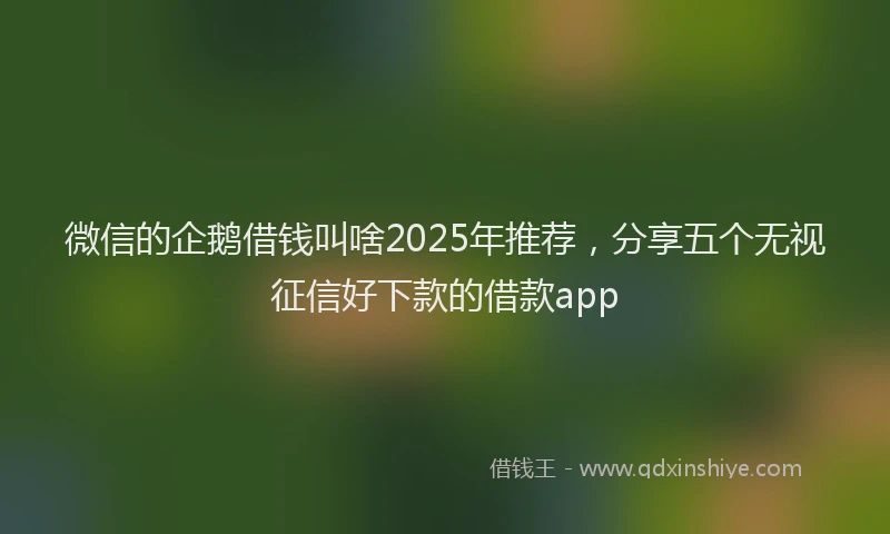微信的企鹅借钱叫啥2025年推荐，分享五个无视征信好下款的借款app