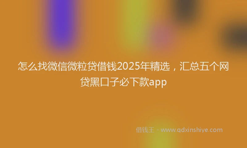 怎么找微信微粒贷借钱2025年精选，汇总五个网贷黑口子必下款app