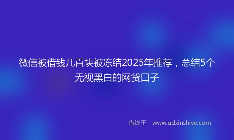 微信被借钱几百块被冻结2025年推荐，总结5个无视黑白的网贷口子