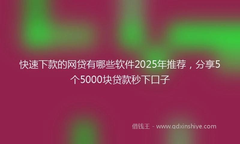 快速下款的网贷有哪些软件2025年推荐，分享5个5000块贷款秒下口子