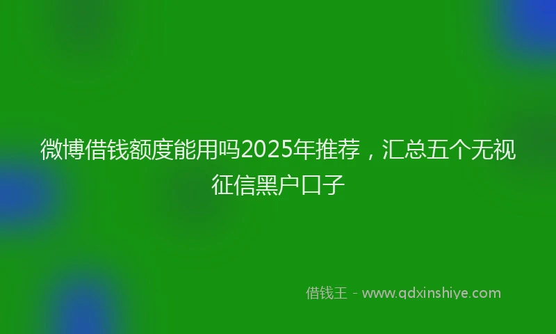 微博借钱额度能用吗2025年推荐，汇总五个无视征信黑户口子