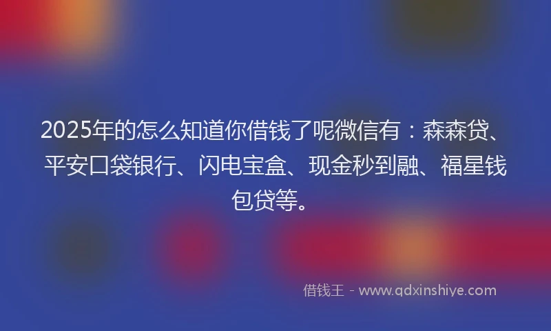 2025年的怎么知道你借钱了呢微信有：森森贷、平安口袋银行、闪电宝盒、现金秒到融、福星钱包贷等。