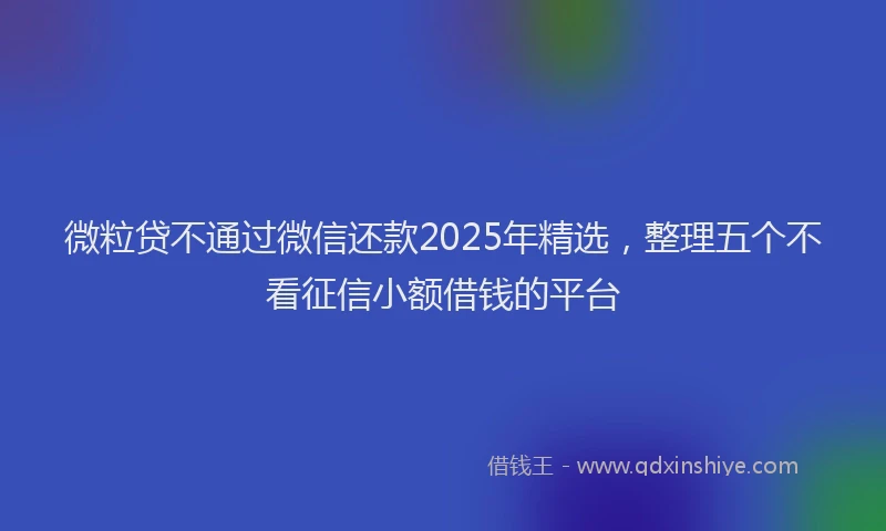 微粒贷不通过微信还款2025年精选，整理五个不看征信小额借钱的平台