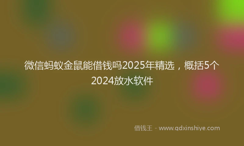 微信蚂蚁金鼠能借钱吗2025年精选，概括5个2024放水软件