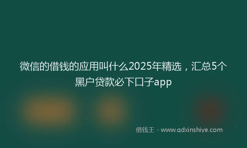 微信的借钱的应用叫什么2025年精选，汇总5个黑户贷款必下口子app