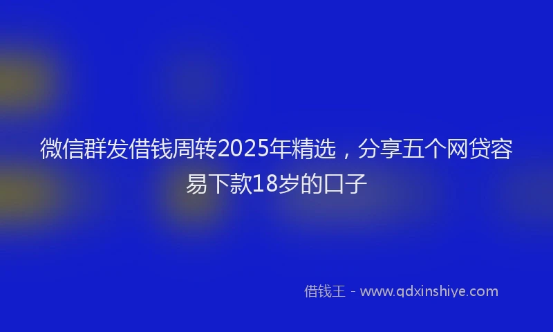 微信群发借钱周转2025年精选，分享五个网贷容易下款18岁的口子