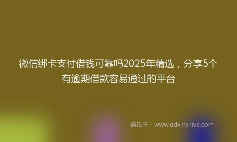 微信绑卡支付借钱可靠吗2025年精选，分享5个有逾期借款容易通过的平台