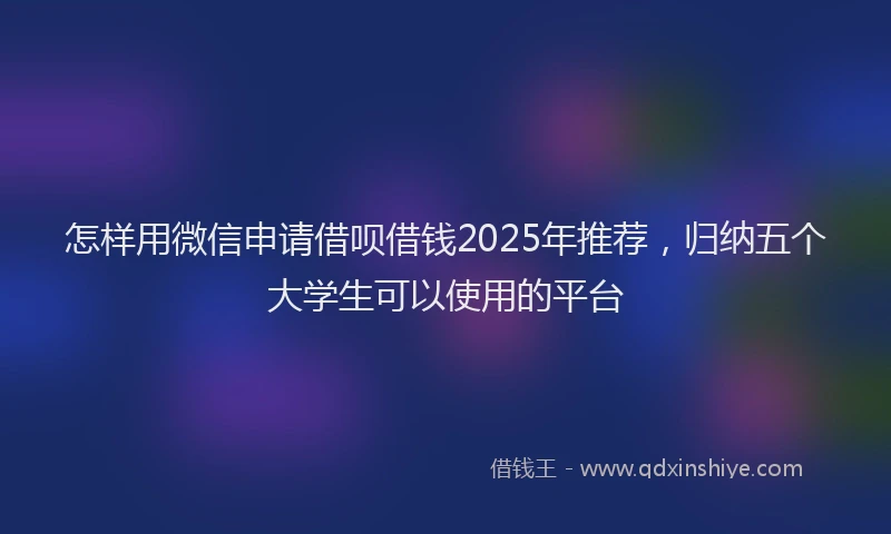 怎样用微信申请借呗借钱2025年推荐，归纳五个大学生可以使用的平台