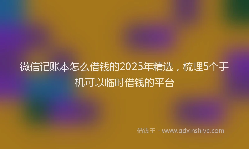 微信记账本怎么借钱的2025年精选，梳理5个手机可以临时借钱的平台