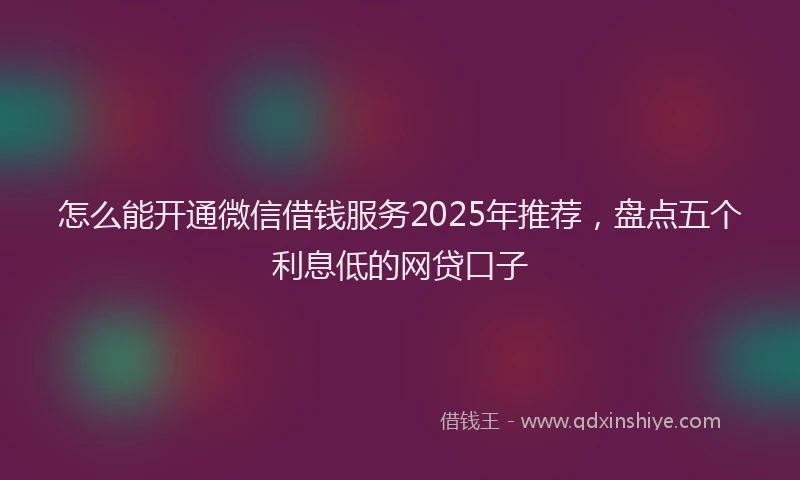 怎么能开通微信借钱服务2025年推荐，盘点五个利息低的网贷口子