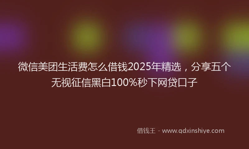 微信美团生活费怎么借钱2025年精选，分享五个无视征信黑白100%秒下网贷口子