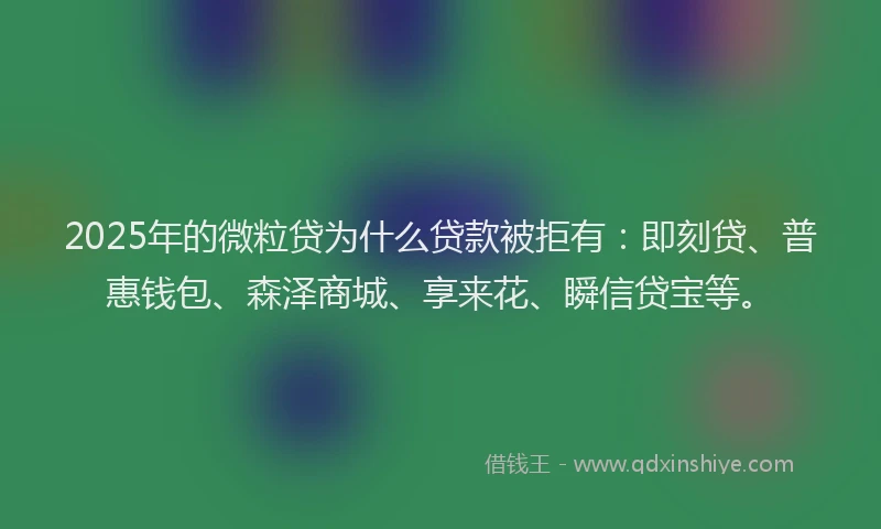 2025年的微粒贷为什么贷款被拒有：即刻贷、普惠钱包、森泽商城、享来花、瞬信贷宝等。