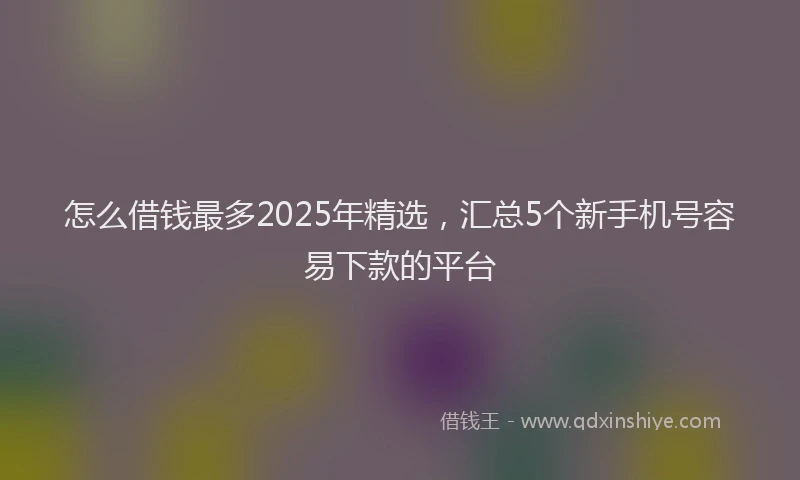怎么借钱最多2025年精选，汇总5个新手机号容易下款的平台
