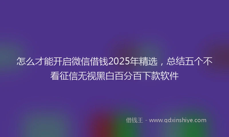 怎么才能开启微信借钱2025年精选，总结五个不看征信无视黑白百分百下款软件