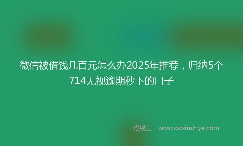 微信被借钱几百元怎么办2025年推荐，归纳5个714无视逾期秒下的口子