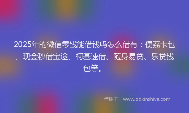 2025年的微信零钱能借钱吗怎么借有：便荔卡包、现金秒借宝途、柯基速借、随身易贷、乐贷钱包等。
