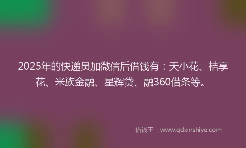 2025年的快递员加微信后借钱有：天小花、桔享花、米族金融、星辉贷、融360借条等。