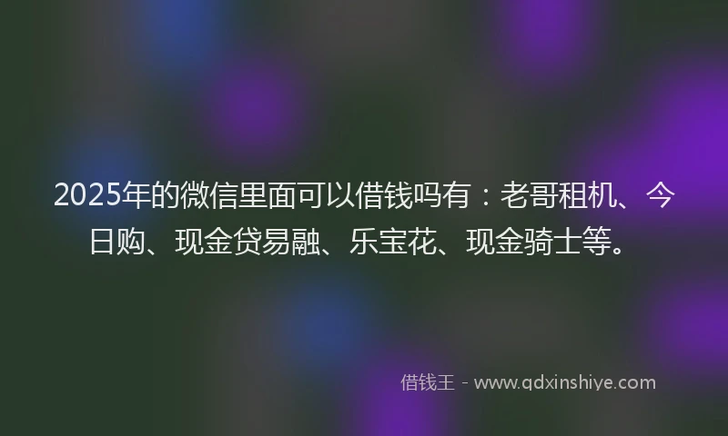 2025年的微信里面可以借钱吗有：老哥租机、今日购、现金贷易融、乐宝花、现金骑士等。