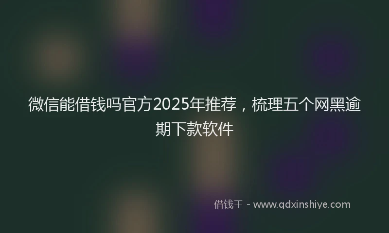 微信能借钱吗官方2025年推荐，梳理五个网黑逾期下款软件