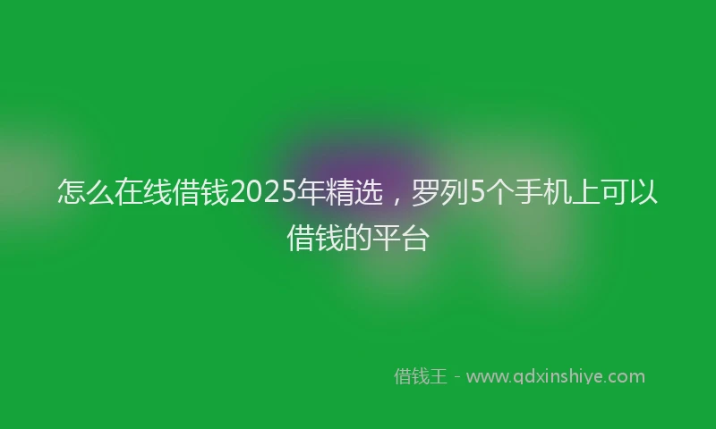 怎么在线借钱2025年精选，罗列5个手机上可以借钱的平台