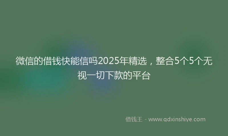 微信的借钱快能信吗2025年精选，整合5个5个无视一切下款的平台
