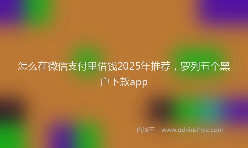 怎么在微信支付里借钱2025年推荐，罗列五个黑户下款app