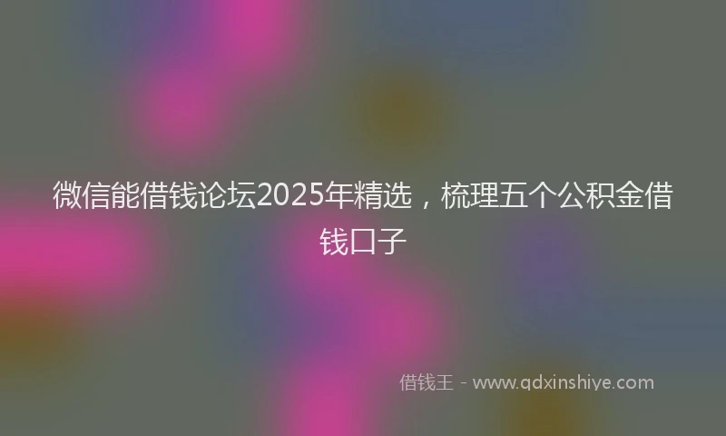 微信能借钱论坛2025年精选，梳理五个公积金借钱口子