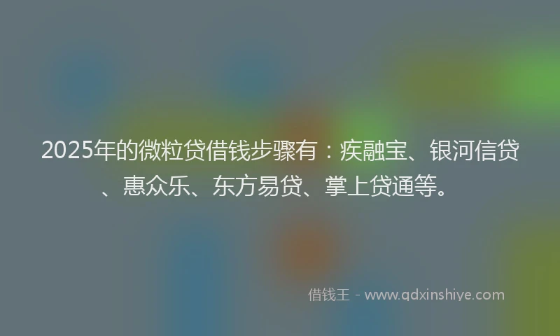 2025年的微粒贷借钱步骤有：疾融宝、银河信贷、惠众乐、东方易贷、掌上贷通等。