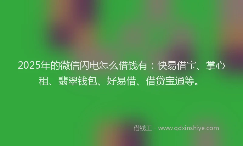 2025年的微信闪电怎么借钱有：快易借宝、掌心租、翡翠钱包、好易借、借贷宝通等。