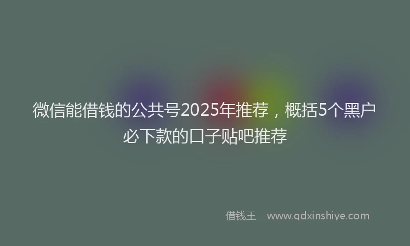 微信能借钱的公共号2025年推荐，概括5个黑户必下款的口子贴吧推荐