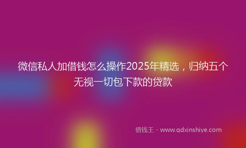 微信私人加借钱怎么操作2025年精选，归纳五个无视一切包下款的贷款