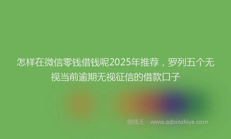 怎样在微信零钱借钱呢2025年推荐，罗列五个无视当前逾期无视征信的借款口子