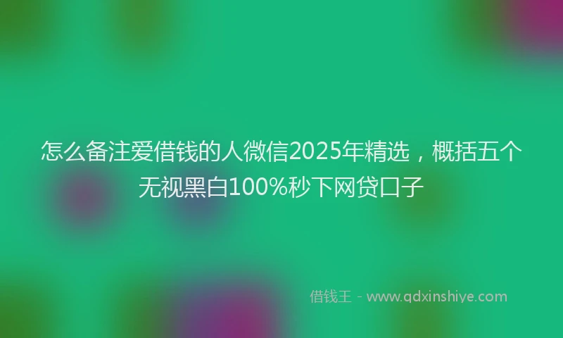 怎么备注爱借钱的人微信2025年精选，概括五个无视黑白100%秒下网贷口子