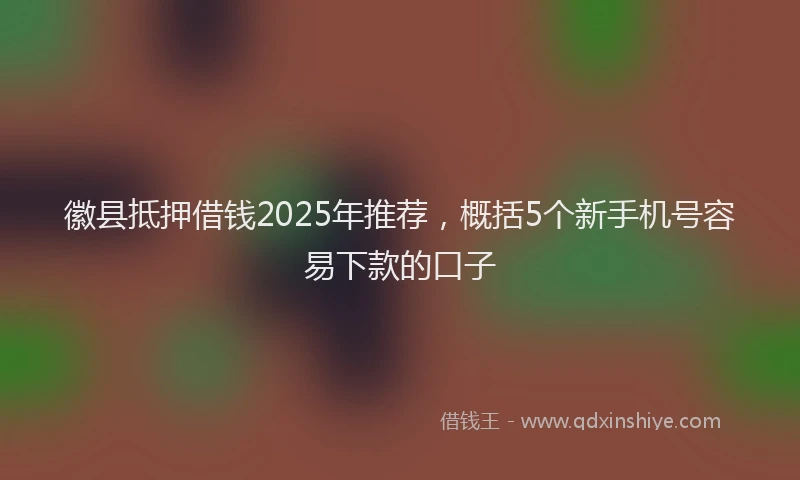 徽县抵押借钱2025年推荐，概括5个新手机号容易下款的口子