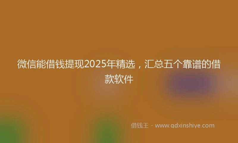 微信能借钱提现2025年精选，汇总五个靠谱的借款软件