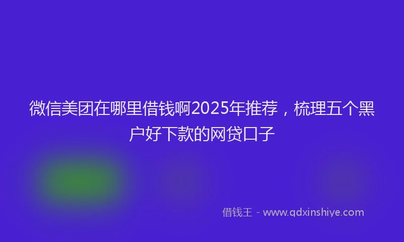 微信美团在哪里借钱啊2025年推荐，梳理五个黑户好下款的网贷口子