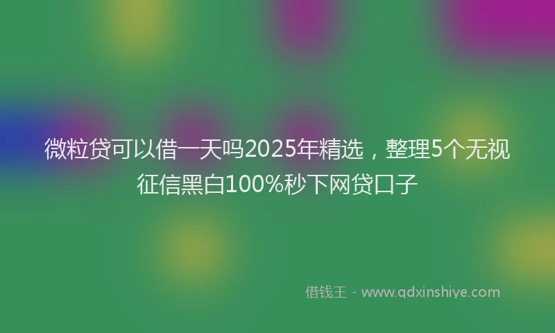 微粒贷可以借一天吗2025年精选，整理5个无视征信黑白100%秒下网贷口子
