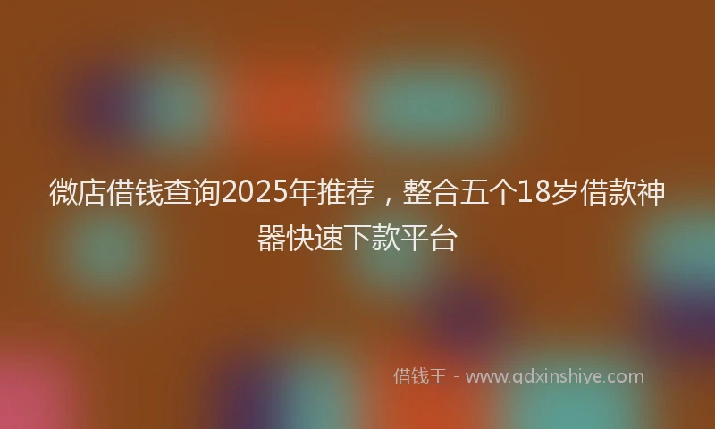 微店借钱查询2025年推荐，整合五个18岁借款神器快速下款平台