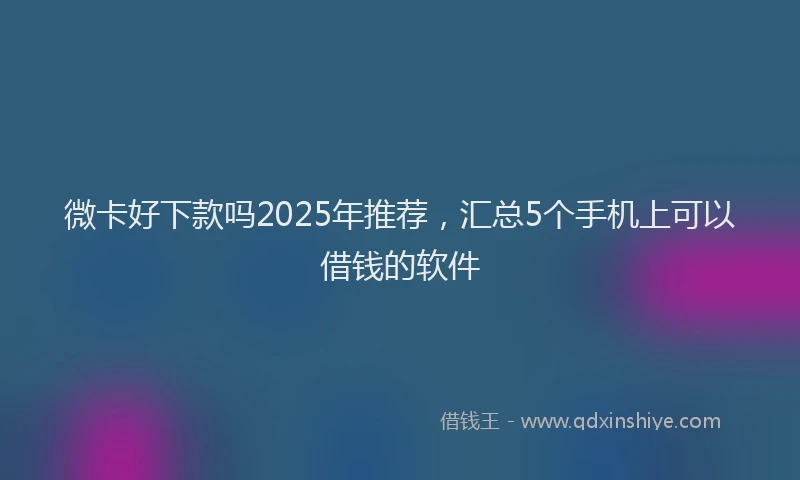 微卡好下款吗2025年推荐，汇总5个手机上可以借钱的软件