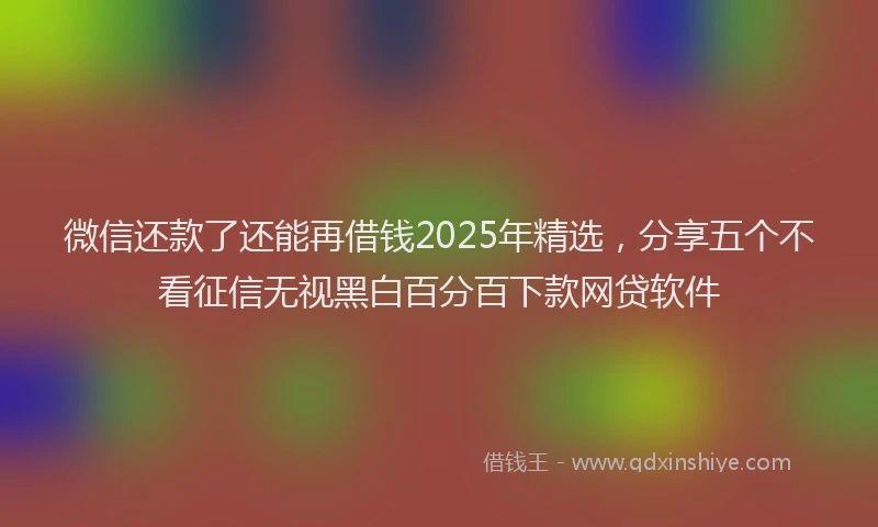微信还款了还能再借钱2025年精选，分享五个不看征信无视黑白百分百下款网贷软件